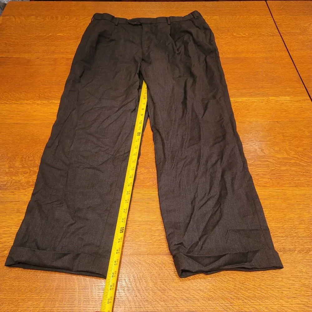Brooks Brothers 1818 Madison 100% Wool Dress Pants Black Pleated Cuffed 43x37